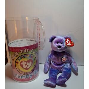 Vintage TY Beanie Baby Clubby IV (2001) Retired Collectible Plush Tags & Case